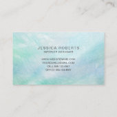 Aqua Blue Moeder van Pearl Stripes Pattern Visitekaartje (Achterkant)