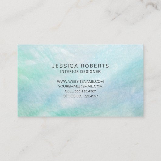 Aqua Blue Moeder van Pearl Stripes Pattern Visitekaartje (Achterkant)