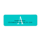 Aqua Blue Monogram A-adreslabels Etiket (Voorkant)