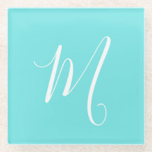 Aqua Blue Monogram-Initiaal