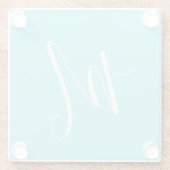 Aqua Blue Monogram-Initiaal Glazen Onderzetter (Achterkant)