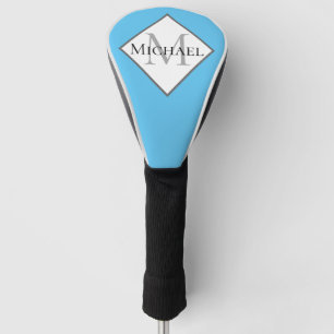 Aqua Blue Monogram Script Name Personalized Womens Golfheadcover