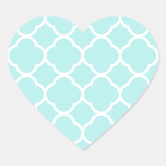 Aqua Blue Moroccan Pattern Hart Sticker (Voorkant)