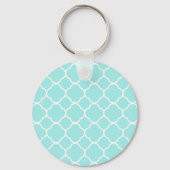 Aqua Blue Moroccan Pattern Sleutelhanger (Voorkant)