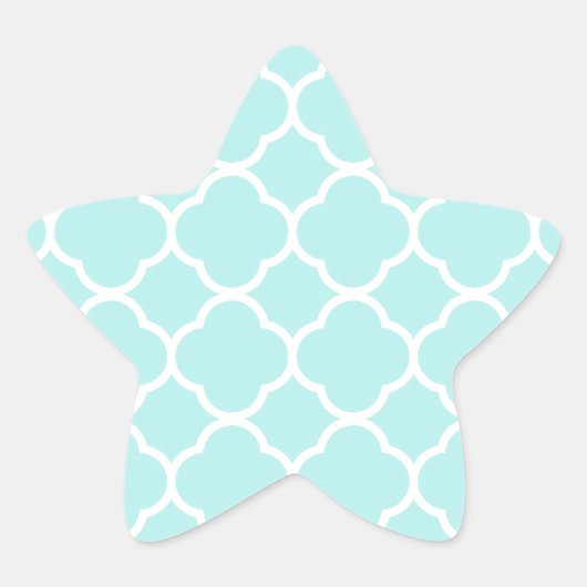Aqua Blue Moroccan Pattern Ster Sticker (Voorkant)