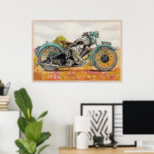  Aqua Blue Motorcycle afdrukken Poster (Thuiskantoor)
