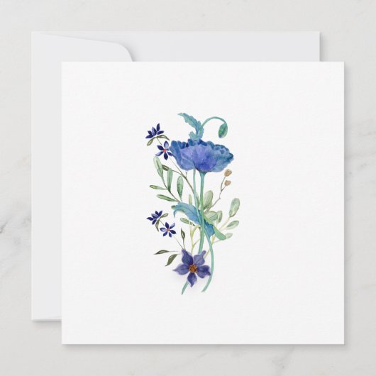 Aqua Blue n Gold Waterverf Elegant Floral Wedding Kaart (Achterkant)