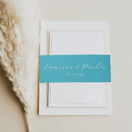 Aqua Blue namen en trouwdatum Uitnodigingen Wikkel