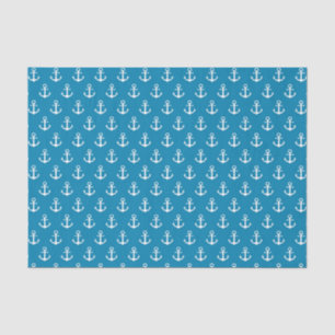 Aqua Blue Nautical Anchors Tissuepapier