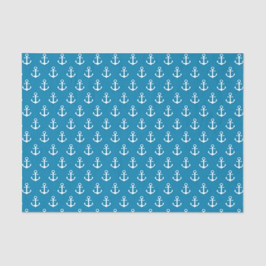 Aqua Blue Nautical Anchors Tissuepapier (Voorkant)
