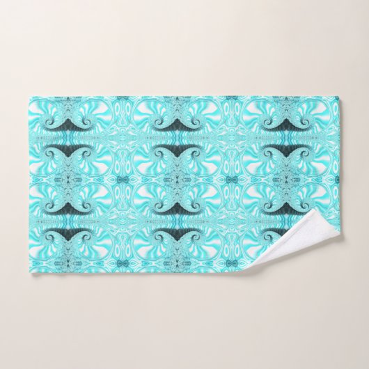 Aqua Blue Nautilus Shell Spiral Fractal Pattern Bad Handdoek (Handdoek)