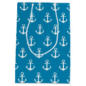 Aqua Blue nautische ankers Medium Cadeauzakje (Achterkant)