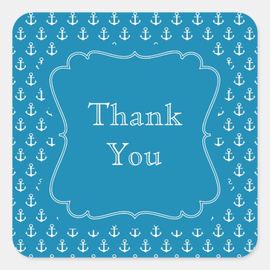 Aqua Blue nautische ankers Vierkante Sticker (Voorkant)