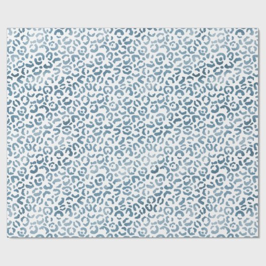 Aqua Blue Navy Leopard Print Cadeaupapier (Vlak)