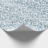 Aqua Blue Navy Leopard Print Cadeaupapier (Hoek)