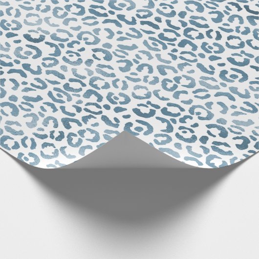 Aqua Blue Navy Leopard Print Cadeaupapier (Hoek)