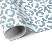 Aqua Blue Navy Leopard Print Cadeaupapier (Rol Hoek)