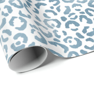 Aqua Blue Navy Leopard Print Cadeaupapier