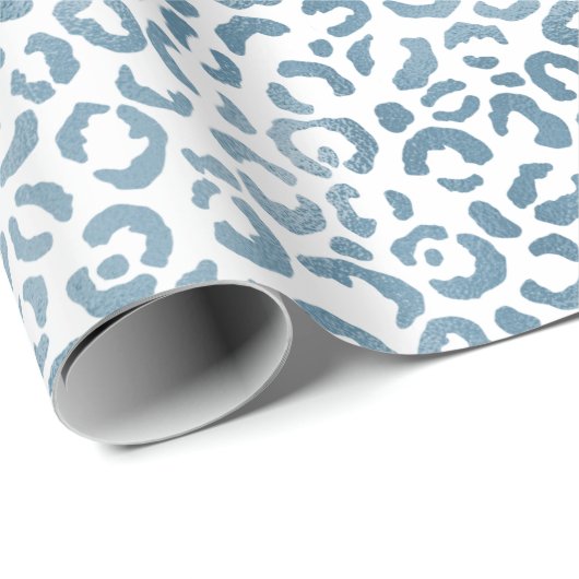 Aqua Blue Navy Leopard Print Cadeaupapier (Rol Hoek)