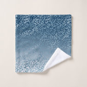 Aqua Blue Navy Ombre Leopard Print Bad Handdoek (Wasdoekje)