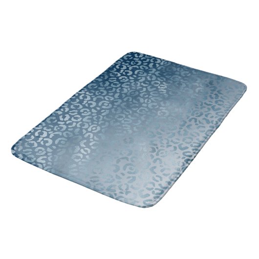 Aqua Blue Navy Ombre Leopard Print Badmat (Gekanteld)