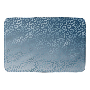 Aqua Blue Navy Ombre Leopard Print Badmat