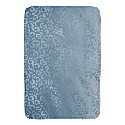 Aqua Blue Navy Ombre Leopard Print Badmat (Voorkant Verticaal)