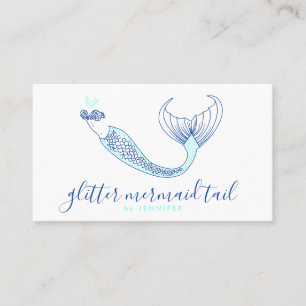 Aqua Blue Navy Tail Mermaid Visitekaartje