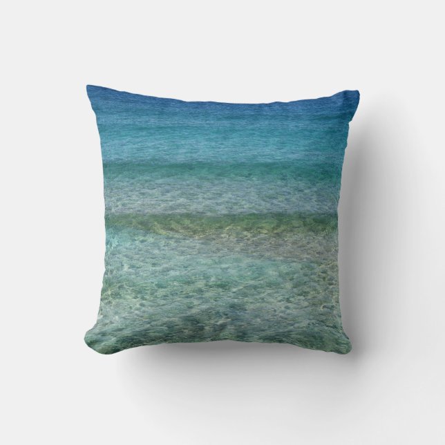 Aqua Blue Ocean Abstract Sierkussen 16 x 16 inch (Voorkant)
