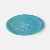 Aqua Blue Ocean bruiloft Papieren Bordje (Gekanteld)