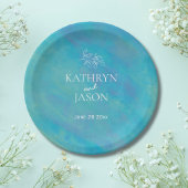 Aqua Blue Ocean bruiloft Papieren Bordje
