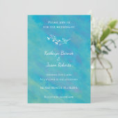 Aqua Blue Ocean bruiloft uitnodiging (Staand voorkant)