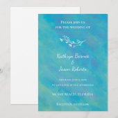 Aqua Blue Ocean bruiloft uitnodiging (Voorkant / Achterkant)