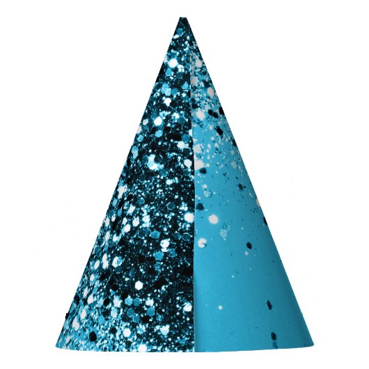 Aqua Blue OCEAN Glitter #1 Feesthoedjes (Achterkant)