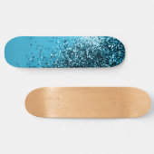 Aqua Blue OCEAN Glitter #1 Persoonlijk Skateboard (Horizontaal)