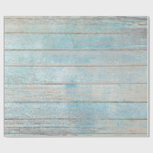 Aqua Blue Ocean Grungy Silver Grey Wood Rustic Cadeaupapier (Vlak)