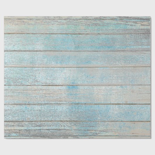 Aqua Blue Ocean Grungy Silver Grey Wood Rustic Cadeaupapier (Vlak)