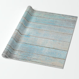 Aqua Blue Ocean Grungy Silver Grey Wood Rustic Cadeaupapier