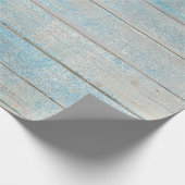 Aqua Blue Ocean Grungy Silver Grey Wood Rustic Cadeaupapier (Hoek)