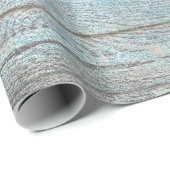 Aqua Blue Ocean Grungy Silver Grey Wood Rustic Cadeaupapier (Rol Hoek)
