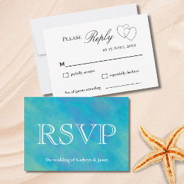 Aqua Blue Ocean RSVP Huwelijksreactie Kaart