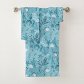 Aqua Blue Ocean Underwater Zee Life Bad Handdoek (Insitu)
