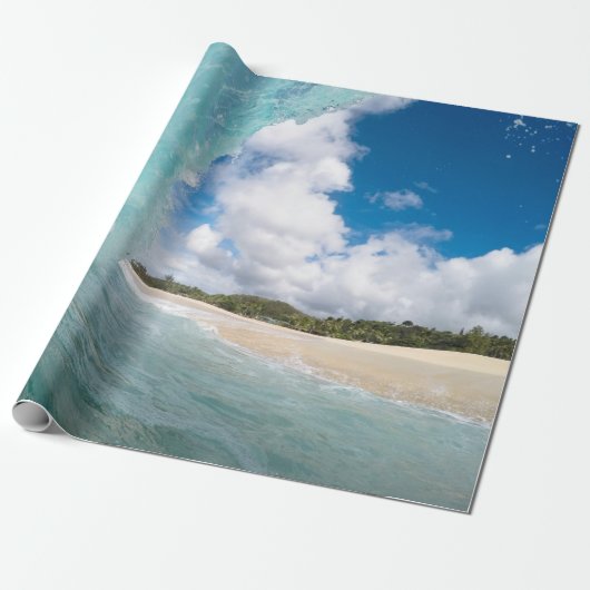 Aqua Blue Ocean Wave Tropical Paradise Cadeaupapier (Uitgerold)