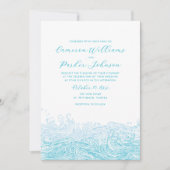 Aqua Blue Ocean Waves Beach bruiloft uitnodiging (Voorkant)