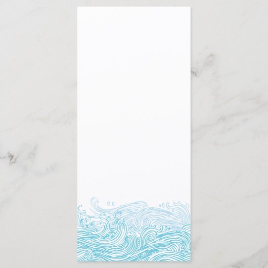Aqua Blue Ocean Waves Beach Wedding Menu (Achterkant)