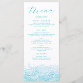 Aqua Blue Ocean Waves Beach Wedding Menu (Voorkant)