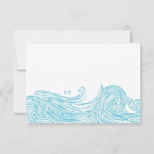 Aqua Blue Ocean Waves Maaltijdopties Strandbruilof RSVP Kaartje (Achterkant)