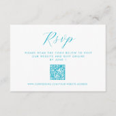 Aqua Blue Ocean Waves QR-code Strandbruiloft RSVP Informatiekaartje (Voorkant)