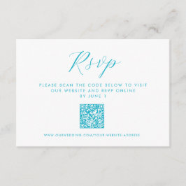 Aqua Blue Ocean Waves QR-code Strandbruiloft RSVP Informatiekaartje