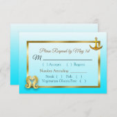 Aqua Blue Oceanic Wedding RSVP-kaart RSVP Kaartje (Voorkant / Achterkant)